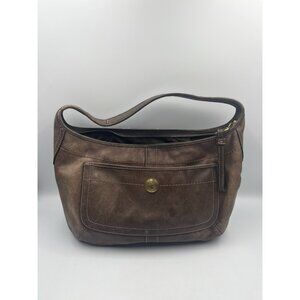 VINTAGE Auth Coach Leather Handbag Brown Plain Used SEE ALL COLLECTIBLE